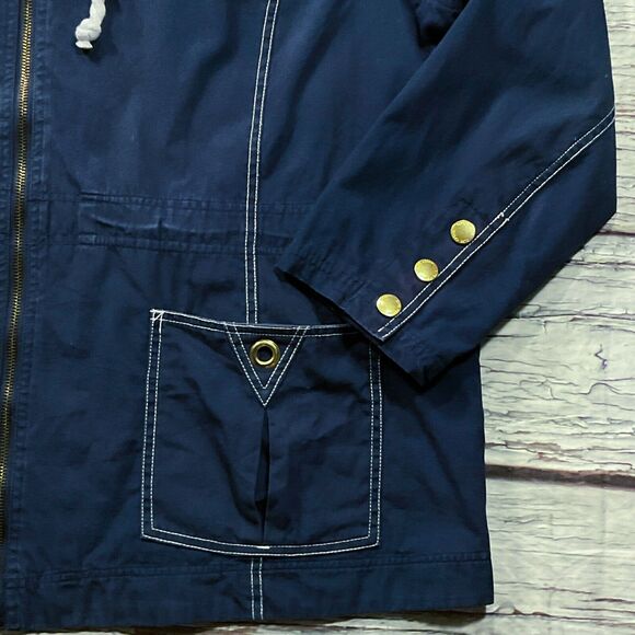 Oleg Cassini Womens Jacket sz 2X Navy Blue Zip Front Nautical Mesh Lined Pockets - Picture 6 of 10